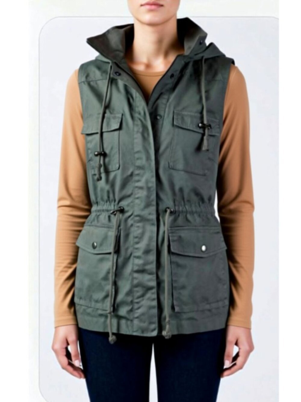 Love Tree Olive Green Vest, Size Medium (J20)